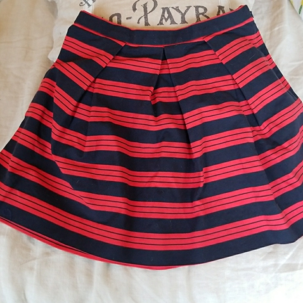 GAP Red & Navy Striped Flare Skirt Sz 4